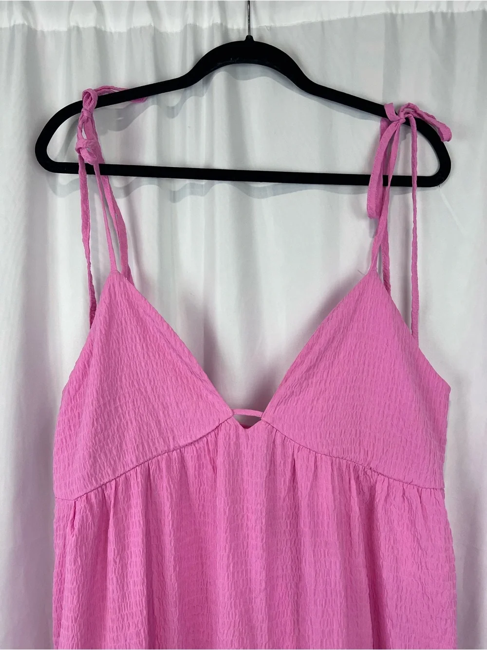 Lulu's Let the Sun Beam Pink Tie-Straps Tiered Midi Dress With Pockets - Picture 7 of 13